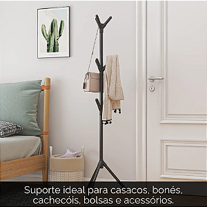 CABIDEIRO MULTIUSO MANCEBO PORTÁTIL SUPORTA ATÉ 10KG COM 9 HASTES 163X40X48CM - C3B
