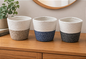 CESTO DECORATIVO ORGANIZADOR MULTIUSO DE POLIÉSTER KALEB 24X18X20CM CORES SORTIDAS - TOKYO DESIGN