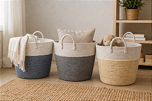 CESTO DECORATIVO ORGANIZADOR MULTIUSO DE POLIÉSTER NATHAN 34X31CM CORES SORTIDAS - TOKYO DESIGN