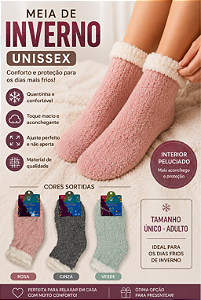 MEIA INVERNO PELUCIADA SOFT ADULTO CORES SORTIDAS - T&H