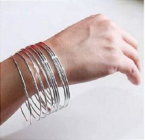 Conjunto 06 Pulseiras Argola Bracelete de Prata 950k - Modelo 2mm de Largura