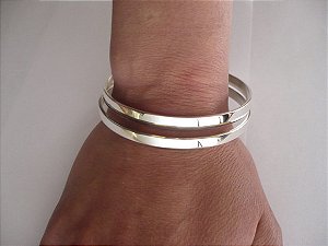 Conjunto 02 Pulseiras Argola Bracelete de Prata 950k - Modelo 5mm de Largura