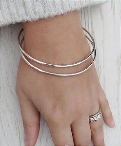 Conjunto 02 Pulseiras Argola Fio Redondo de Prata 950k - 2mm de espessura