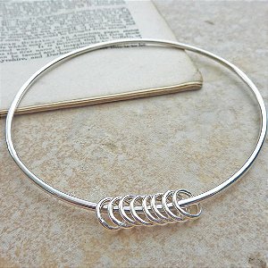 Pulseira de Prata Fio Redondo 2.3mm com 21 argolinhas