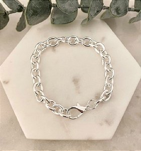 Pulseira Feminina de Prata Elos Ovais