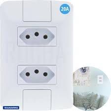 TOMADA ARIA DUPLA 2P+T 20A 250V BR C/PLACA 57241/006