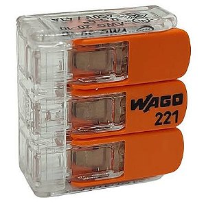 CONECTOR EMENDA 3 VIAS 221 40A 0,5/6MM UN 613 WAGO