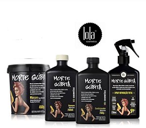 Kit Lola Morte Súbita Completo composto de Shampoo 250ml + Condicionador 250ml + Máscara 450g + Spray Restaurador 250ml