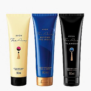Trio de Hidratantes Avon Far Away composto de Far away Glamour 90 ml , Far Away Beyond the moon 90ml , Far Away Tradicional 90ml