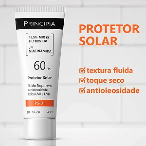 Protetor Solar Facial Principia Mix de Filtros UV + 5% Niacinamida Fator 60 - 40ml