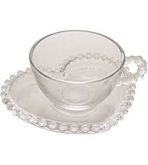Conjunto 4 Xícaras Chá Cristal com Pires Coração Pearl