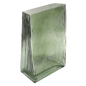 Vaso de Vidro Canelado Verde