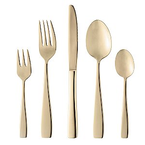 Faqueiro Pisa Aço Inox Dourado Fosco 30 Peças
