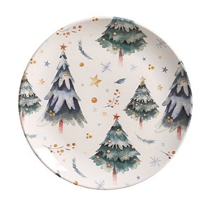Caixa com 6 Pratos Sobremesa Snowflakes Natal