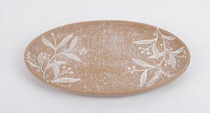 Bandeja Oval Resina Desenhos 24x15x2,5cm