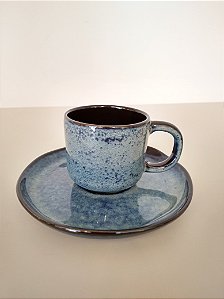 Conjunto 6 xícaras de café com pires jeans