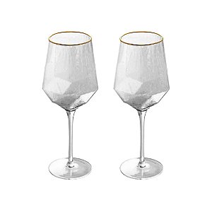Conjunto 2 Taças de Cristal com Fio de Ouro 600ml