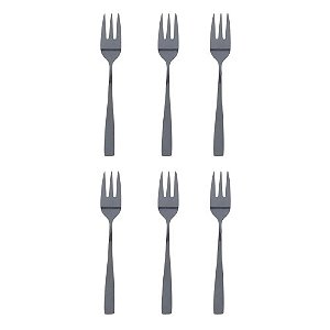 Conjunto 6 Garfos Aço Inox para Bolo Pisa Preto