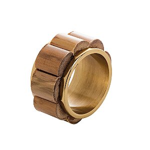 Conjunto 4 Anéis para Guardanapos Alumínio Bambu Dourado