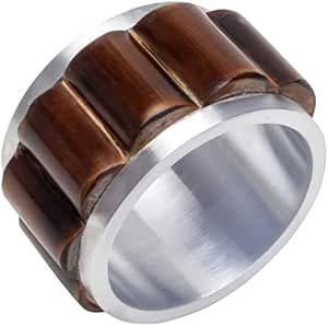 Conjunto 4 Anéis para Guardanapos Aço Inox e Bambu