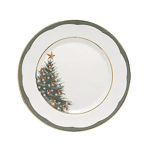 Prato Raso Aquarelle Filetado Ouro Árvore de Natal