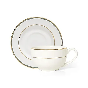 Xícara com Pires Aquarelle Filetado Ouro