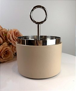 CAIXA DECORATIVA COURO E METAL MENOR 21X16X16