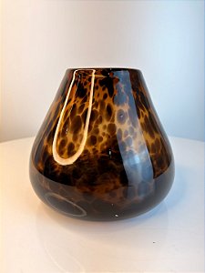 Vaso de vidro marrom e preto
