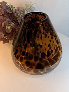 Vaso de vidro marrom e preto maior