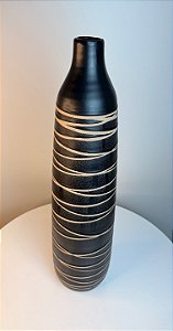 Vaso decorativo em ceramica - preto - - 13.5X13.5X55CM