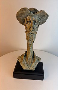 Peça decorativa busto de resina Dom quixote