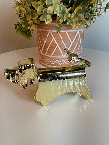 Escultura decorativa - cachorro dourado