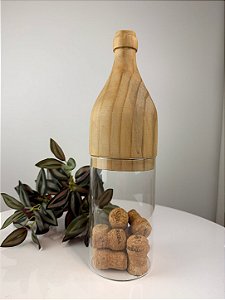 UD Garrafa ddecorativa de madeira e vidro