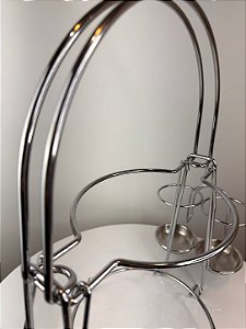 Suporte aramado cromado para pratos e talheres