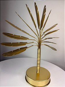 Coqueiro em metal dourado decorativo
