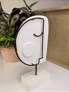 Peça Decorativa Madeira e Metal Branco e Preto