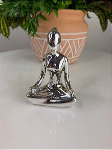 Peça Decortiva em Cerâmica Prateada- Bailarina