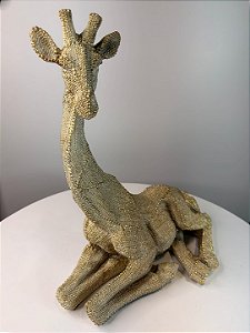 Girafa Decorativa de Resina Dourada