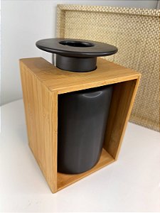 Vaso Decorativo de Cerâmica e Bambu Preto