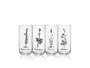 Jogo de 4 Copos Herbal em Cristal Sortido