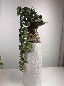 Vaso De Ceramica Branco e Dourado