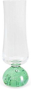 Conjunto de 6 Taças Champagne em Vidro Transparente Base Esfera Verde