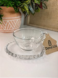 Xícara Chá Cristal de Chumbo c/Prato Coração Pearl - 180ml