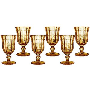 Conjunto 6 Taças de Vidro Knot Âmbar
