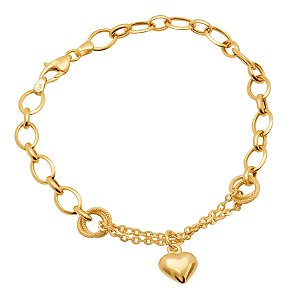 Pulseira Ouro Elo com Coração