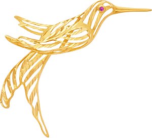 Pingente Ouro Beija-Flor Vazado