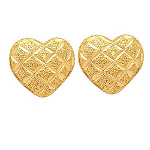 Brinco Ouro Coração Jateado