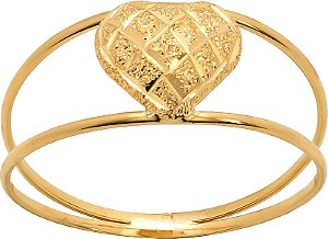 Anel Ouro Coração Jateado