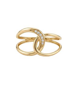 Anel Ouro Entrelaçado Zircônias