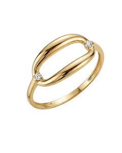 Anel Ouro Oval com Zircônias